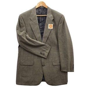 Vintage Burberrys Tweed Blazer 100% Wool 2 Button Jacket USA Made Mens 44L Olive